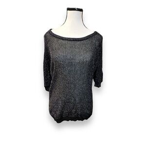 Women’s Vintage torrid 1 Metallic Knit 3/4 Sleeve Scoop Neck Sweater 14 16